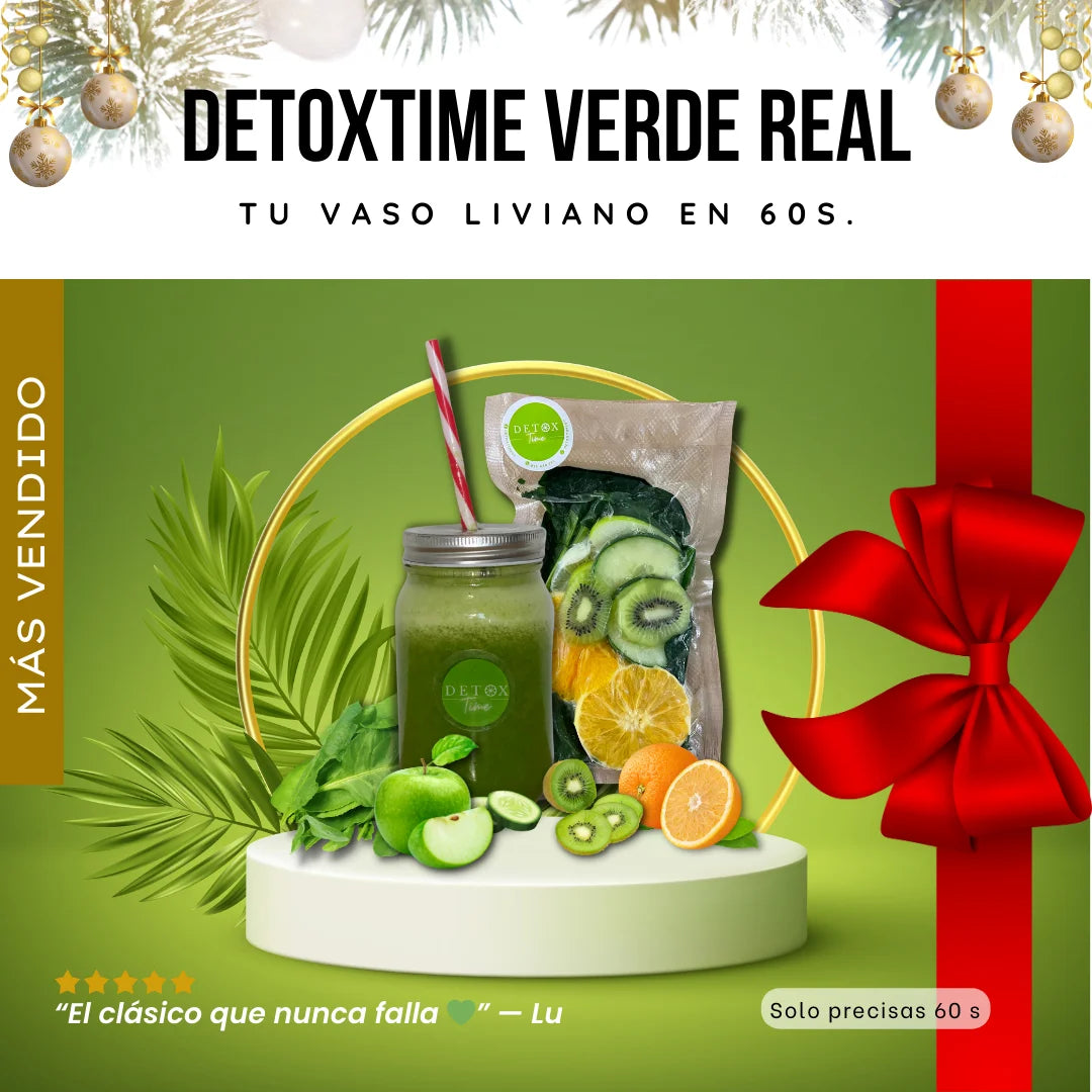 DETOXTIME VERDE REAL | Tu Vaso Liviano en 60s. (Verde sin gusto a pasto)