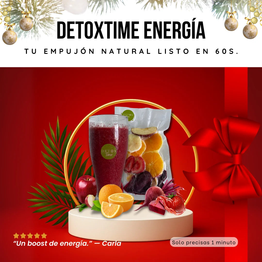 DETOXTIME ENERGÍA | Tu Empujón Natural Listo en 60s. (Batería extra sin cafeína).